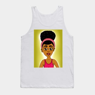 cute black girl digital art with afro Tank Top